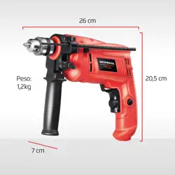 Furadeira de Impacto Mondial Power Tools NFFI-07 FURADEIRA-220V-VERMELHO