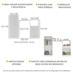 Guarda Roupa 4 Portas e 1 Gaveta Merengue Multimóveis Branco