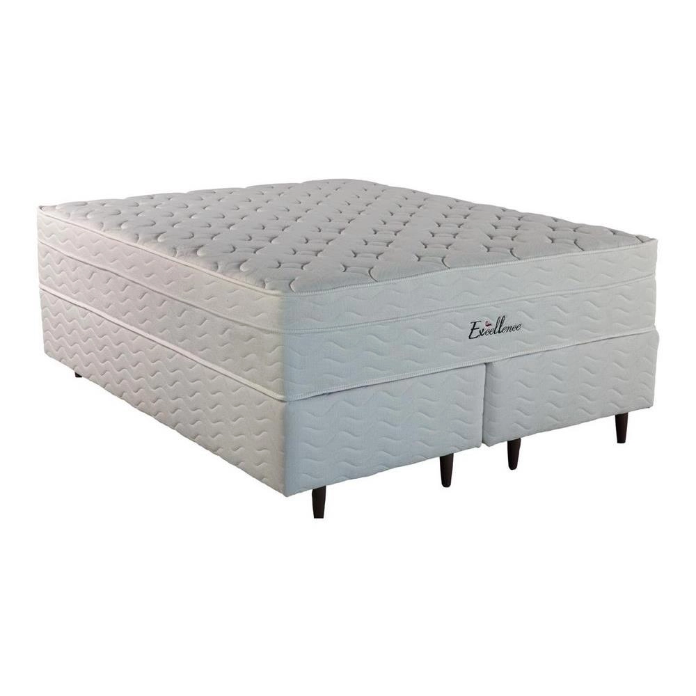 Conjunto Cama Box Queen Mola Ensacada Excellence D28 C/EPS Branco 158X198X74 160KG Design Decoroar