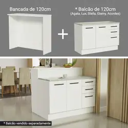 Bancada Ilha para Cozinha 120 cm Branco Madesa Cor:Branco