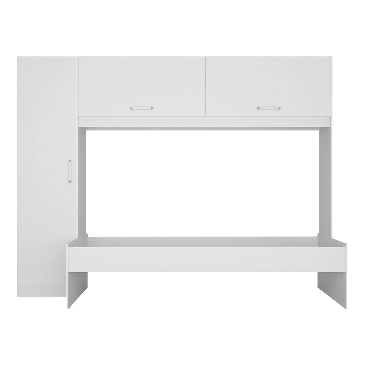 Cama Solteiro com Guarda-Roupas para colchão 88x188 cm Casadinho Multimóveis BB2650 Branco