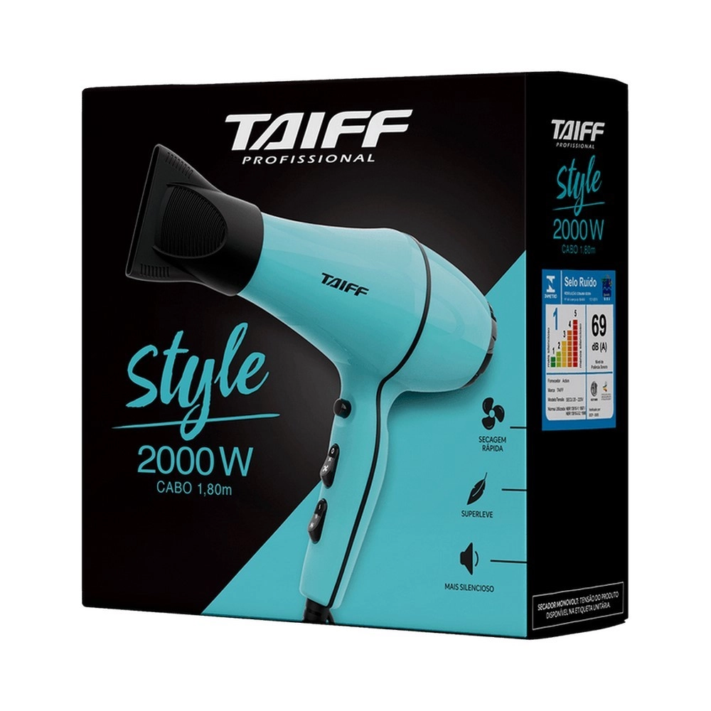 Secador de Cabelos Taiff Style Tiffany Motor AC Profissional 2000W 5 Temperaturas 220V