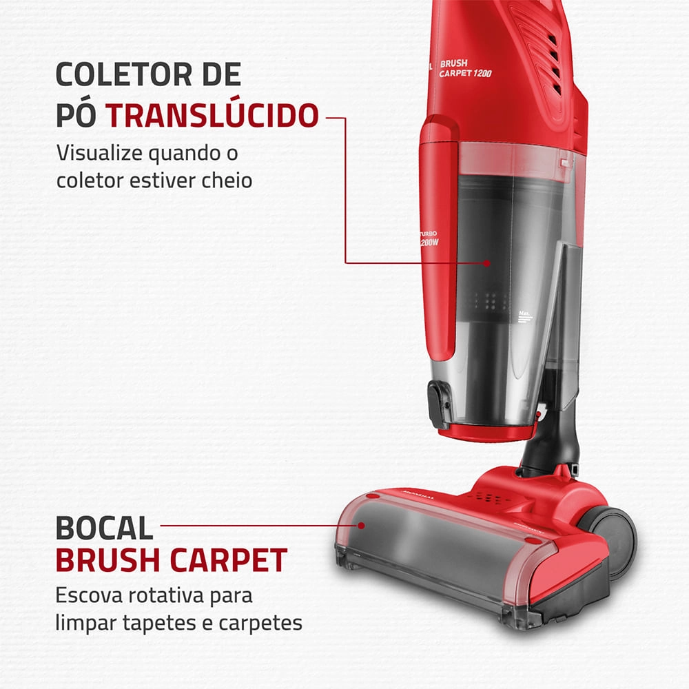 Aspirador de Pó Mondial Brush Carpet 1200 AP-25 ASPIRADOR PO-220V-VERMELHO