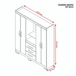 Guarda Roupa 4 Portas 3 Gavetas 1.61M NT5015 Capelinha Freijó/Off White C/Esp A187XL161XP44 Notável