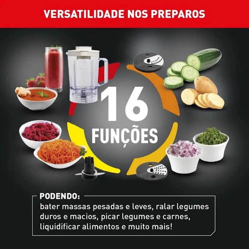 Multiprocessador Arno MP62 16 Funções 4 Acessórios 700W Marfim 220V