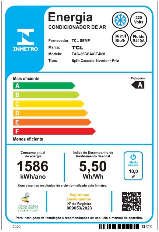 Ar Condicionado Split Cassete TCL Inverter 4 Vias 36.000 Btus Frio 220V