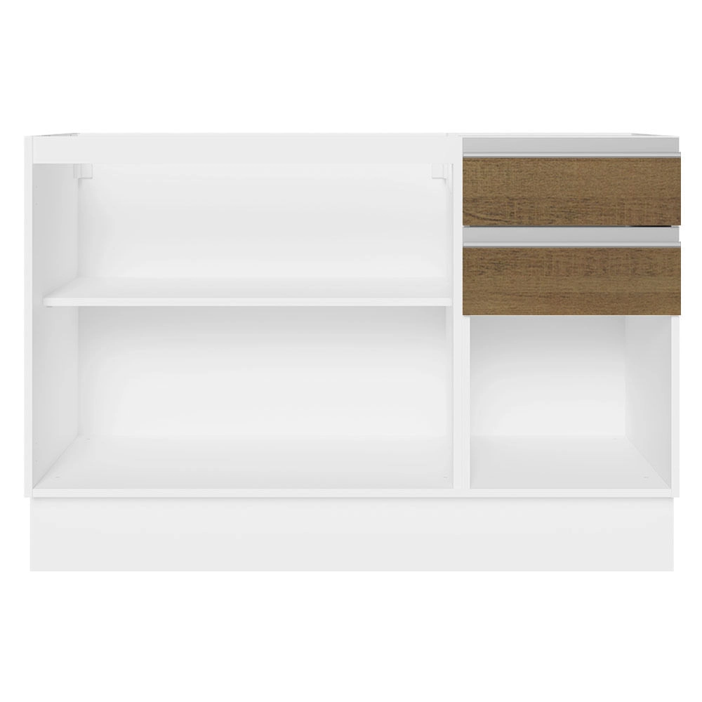 Balcão Gabinete de Pia Madesa Acordes 100% MDF 120 cm 3 Portas e 2 Gavetas Branco/Rustic Cor:Branco/Rustic