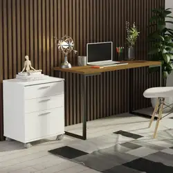 Conjunto Escritório Home Office com Mesa Industrial + Gaveteiro Rustic/Branco Madesa Cor:Rustic/Branco