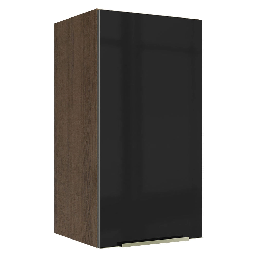 Armário Aéreo Madesa Lux 35 cm 1 Porta Rustic/Preto Cor:Rustic/Preto