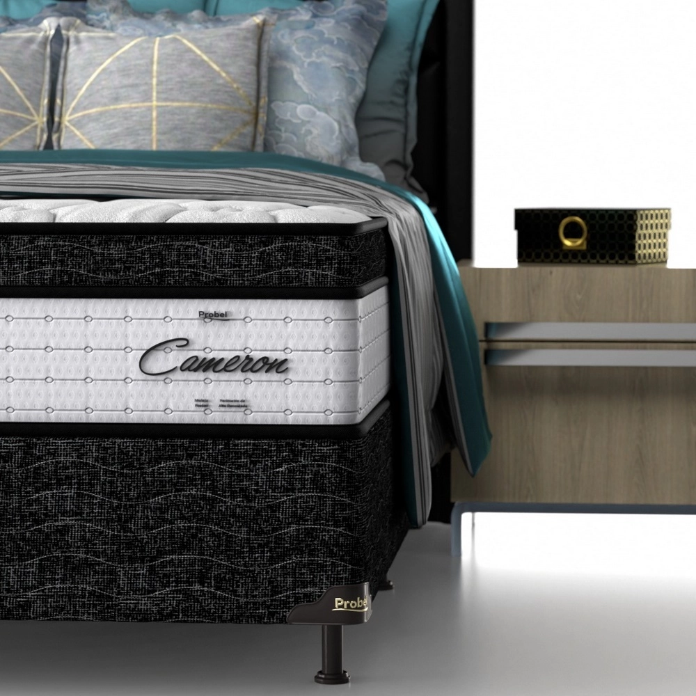 Conjunto Cama Box Casal Mola Ensacada Cameron D28 C/EPS Pillow 280G 138X188X72 110KG Probel