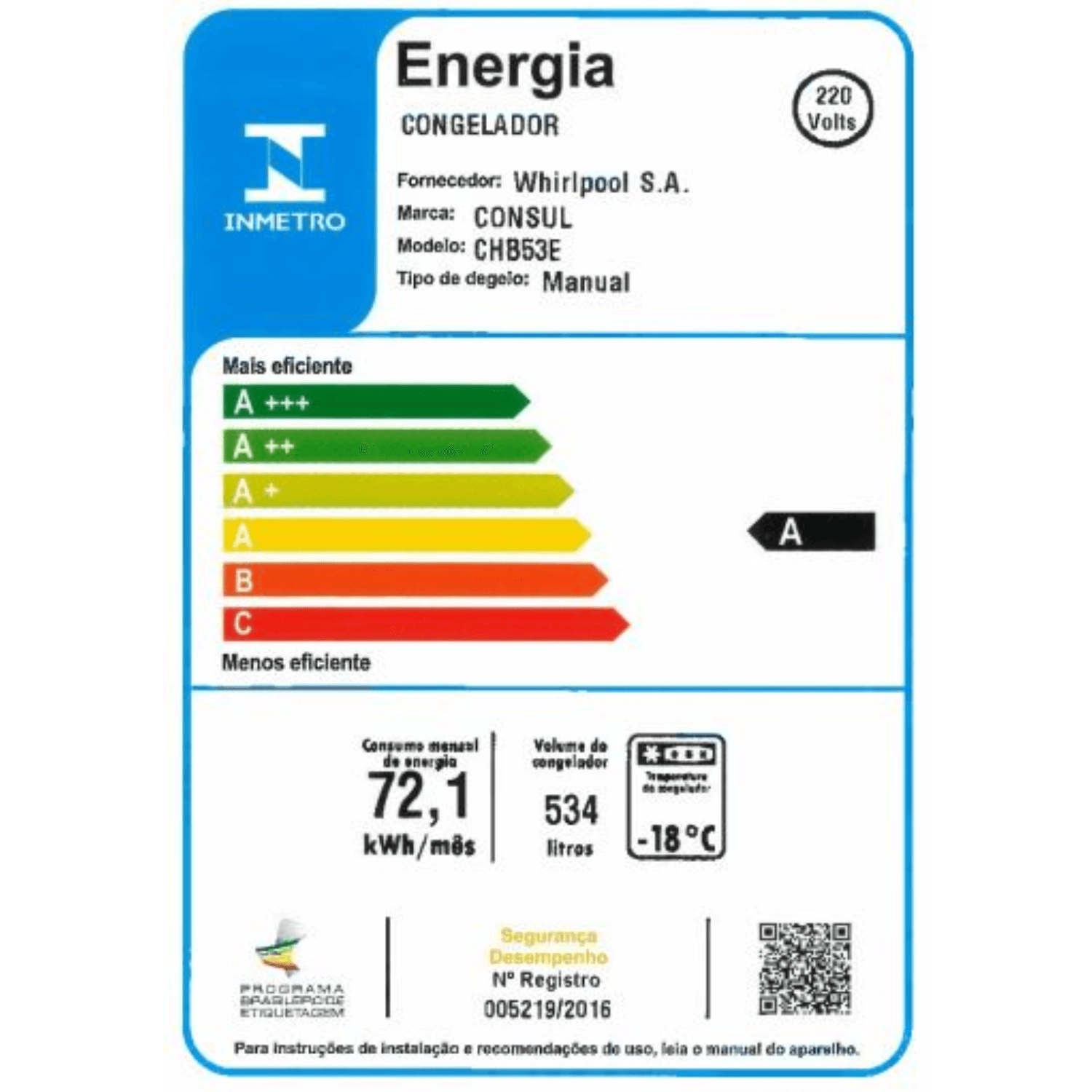 Freezer Horizontal Consul 2 portas 534L - CHB53EB 220V