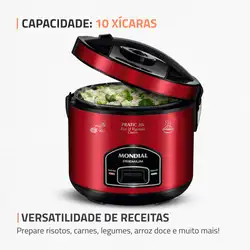 Panela Elétrica Mondial Pratic 10I PE-46-10X PANELA ELÉTRICA DE ARROZ-220V-VERMELHO/INOX