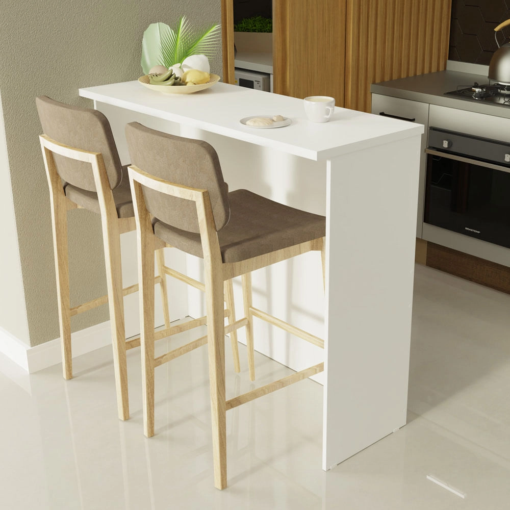 Bancada Ilha para Cozinha 120 cm Branco Madesa Cor:Branco