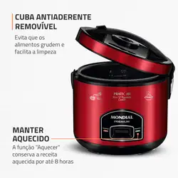 Panela Elétrica Mondial Pratic 10I PE-46-10X PANELA ELÉTRICA DE ARROZ-220V-VERMELHO/INOX