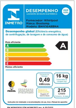 Máquina de Lavar Brastemp 16Kg Branca com Ciclo Tira Manchas Advanced e Ciclo Antibolinha - BWK16AB 220V