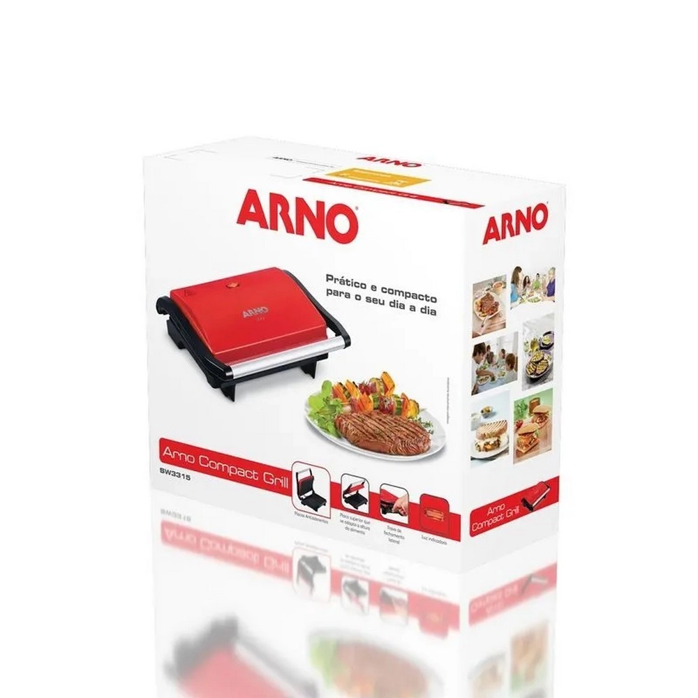 Sanduicheira Grill Arno Uno GUNO 760W Vermelha 220V