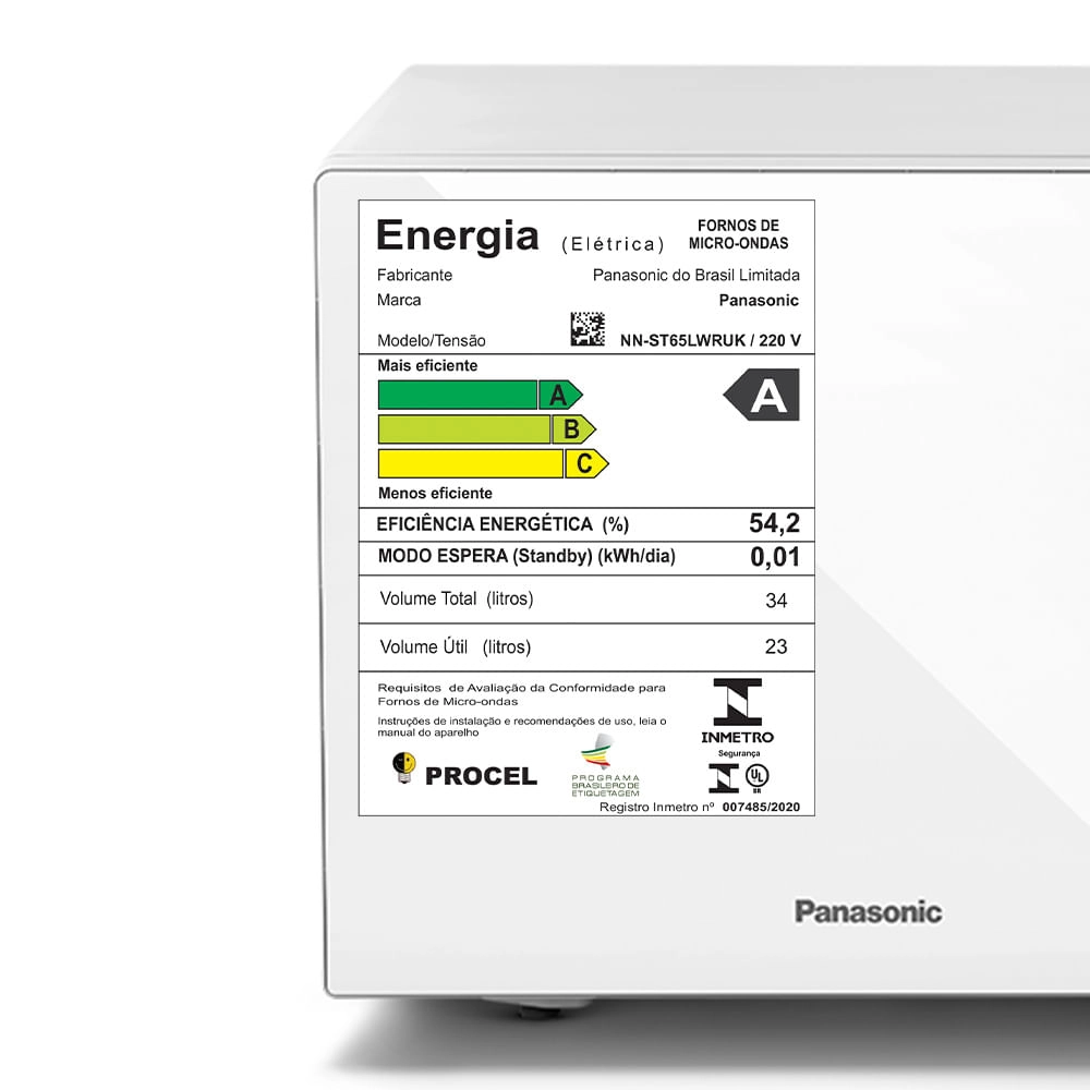 Microondas Panasonic Dupla Refeição 34L Branco - ST65LWRU 220v