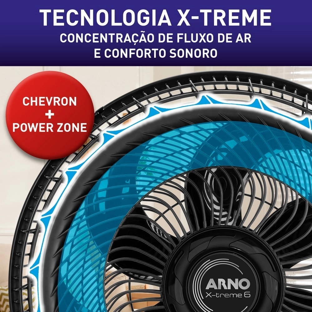 Ventilador de Coluna Arno 40CM X-treme 6 VE6C VE2480B4 6 Pás 140W Preto 220V