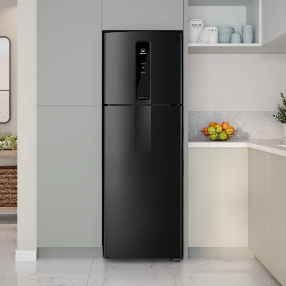 Geladeira Electrolux Frost Free Duplex Efficient com Autosense Cor Black Inox Look 390l (IF43B) 220V