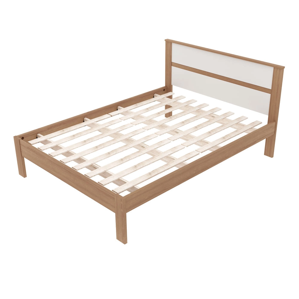 Cama de Casal para Colchão 138 x 188 cm Multimóveis CR35009 Amendoa/Branca