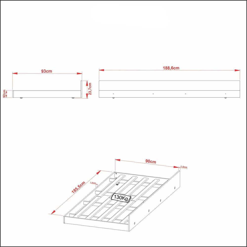 Cama de Solteiro Auxiliar para Colchão 88 x 188 cm Multimóveis CR35012 Branca