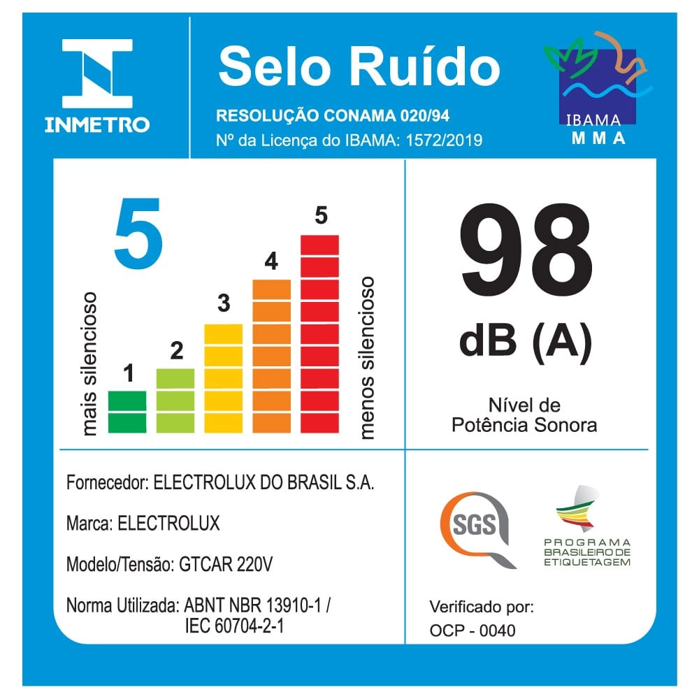 Aspirador de Pó para Carros Profissional 1300W Electrolux 20 L e Acessórios Exclusivos (GTCAR) 220V