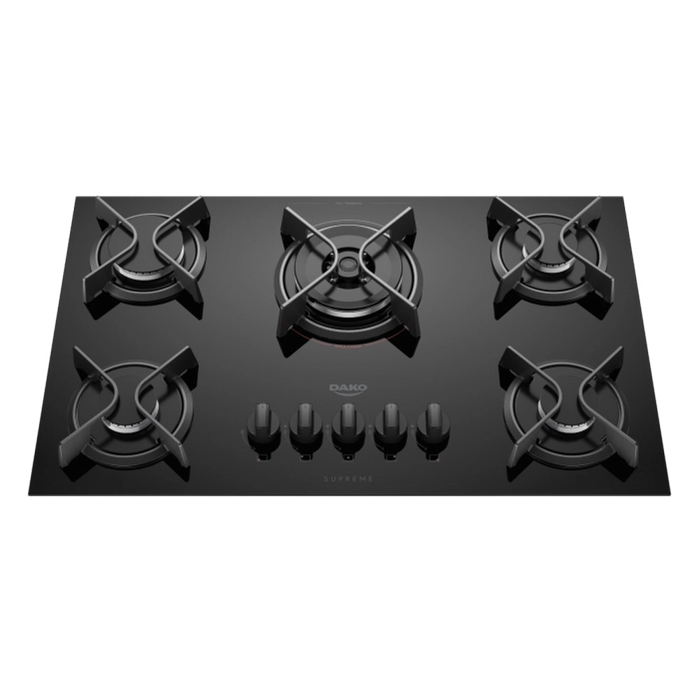 Cooktop 5 Bocas Dako Supreme Com Mesa de Vidro Preto Bivolt