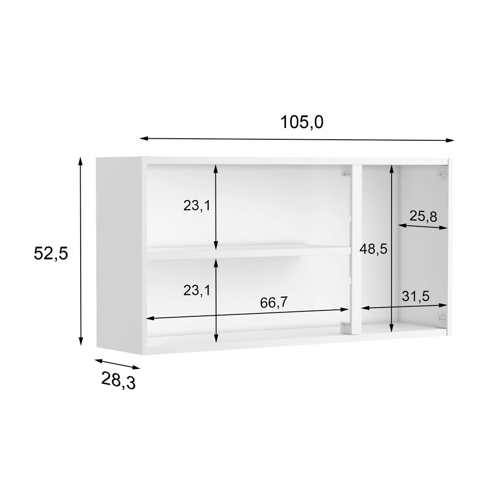 Balcão 1.05M 3 Portas 2 Gavetas Múltipla 6114-590 46 Branco A85XL105XP43 Bertolini