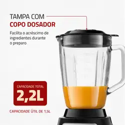 Liquidificador Mondial Turbo Glass L-1400-GI LIQUIDIFICADOR L-1400-GI 220V/60Hz