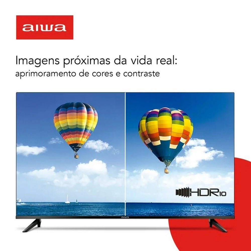 TV LED Smart 32" Aiwa HD AWSTV32BL02A Android TV Borda Ultrafina Preto Bivolt