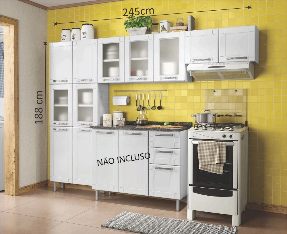 Cozinha 2.45M Múltipla Com 5 Vidros CZM04 590 Branco Bertolini