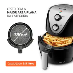 Fritadeira Elétrica Mondial Inox IV AF-30-I AIR FRYER	-220V-PRETO/INOX