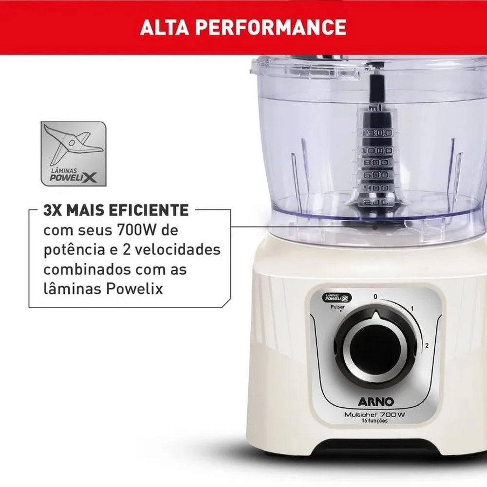 Multiprocessador Arno MP62 16 Funções 4 Acessórios 700W Marfim 220V