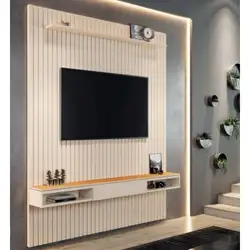 Painel 1.80M Para Tv Até 75 Arbo Off White/Cedro MDP/MDF A240XL180XP27 Edn