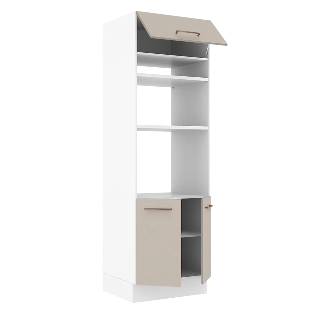 Torre Quente 70 cm 3 Portas Branco/Crema Agata Madesa Cor:Branco/Crema