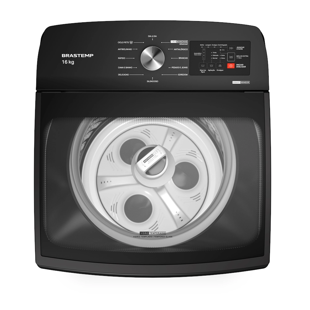 Máquina de Lavar Brastemp 16kg Cinza Platinum com Tecnologia Flex Wash e Ciclo Tira Manchas Advanced - BWY16A9 220v