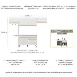 Armário de Cozinha Compacta 4 peças e Balcão MP3697 Veneza Multimóveis Branca