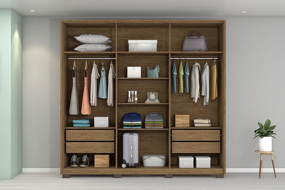 Guarda Roupa 6 Portas 4 Gav 2.30M Reino Cinamomo/Off MDF 12/15MM C/Pe C/Espelho A230XL240XP55 Josan