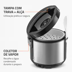 Panela Elétrica Mondial Pratic 10I PE-42-10X PANELA ELÉTRICA DE ARROZ-220V-PRETO/INOX