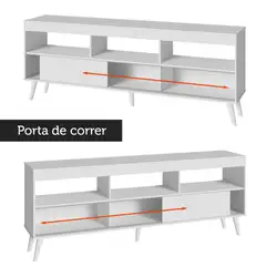 Rack com Painel para TV até 65 Polegadas com Pés Branco Detroit Madesa Cor:Branco