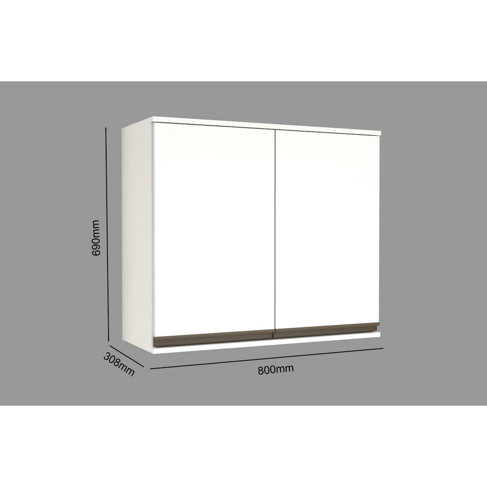 Armário 0.80CM 2 Portas Union Branco 3414 A69XL80XP31 Josan