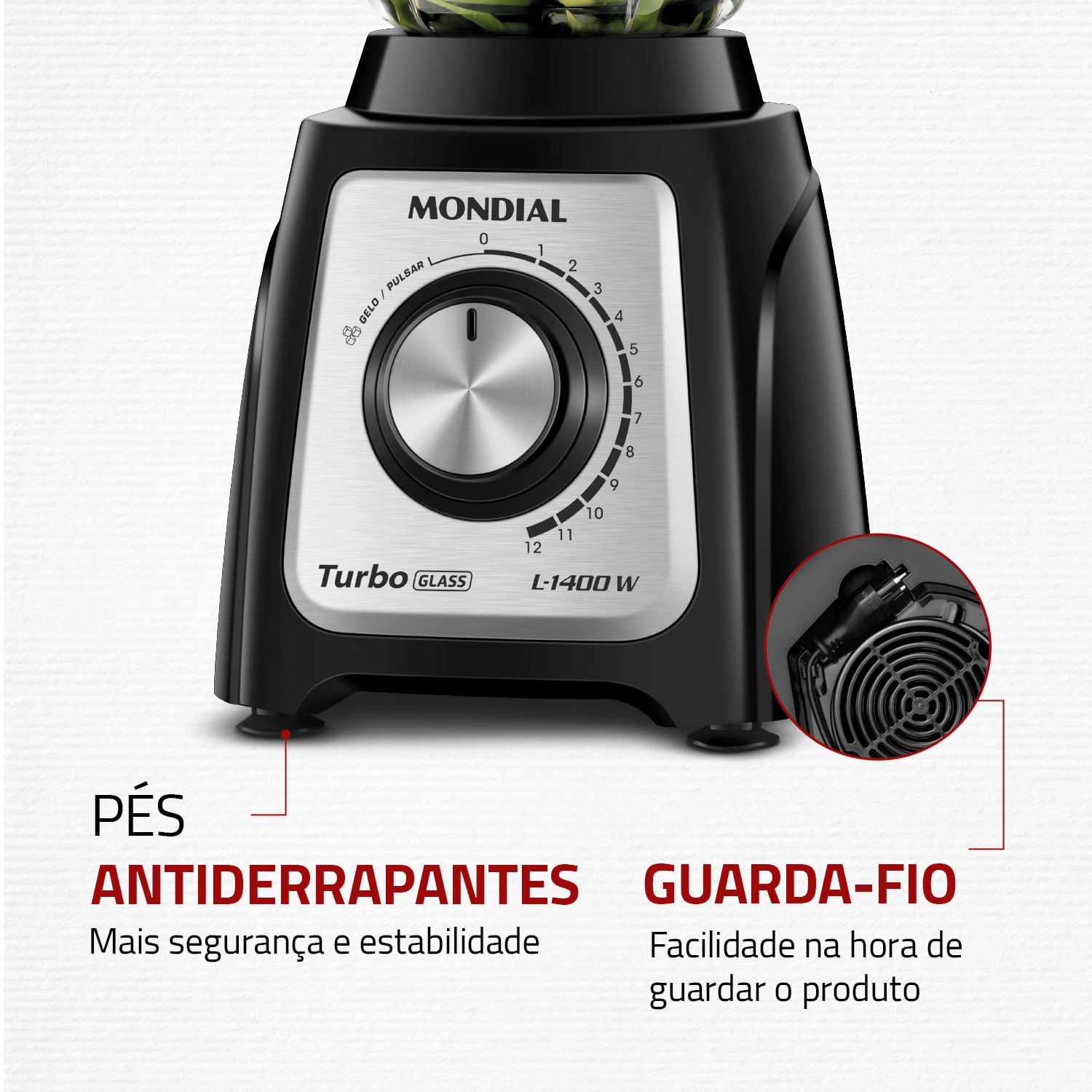 Liquidificador Mondial Turbo Glass L-1400-GI LIQUIDIFICADOR L-1400-GI 220V/60Hz