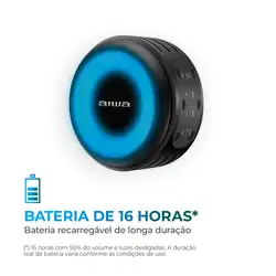 Caixa de Som Speaker AIWA SP-02 10W BT 16H IP65 RGB USB TWS MINI SPEAKER AWS-SP-02 BIV.