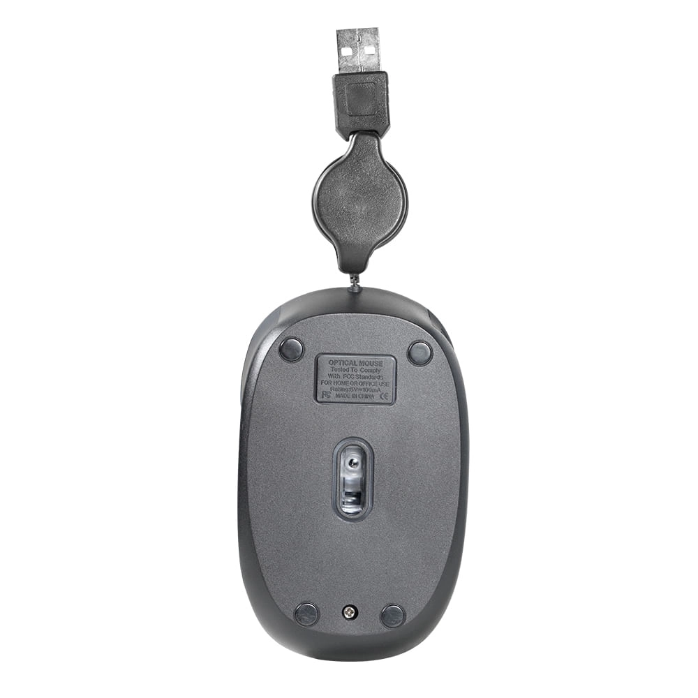 Mouse Óptico Retrátil 1200Dpi Usb Preto Multilaser - MO231 MO231