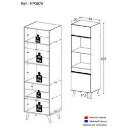 Paneleiro 2 Portas para Forno e Microondas Veneza Multimóveis MP3679.895 Preto