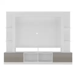 Rack Estante com Painel TV 65" e 2 portas Catar Multimóveis BR3395 Branco/Lacca Fumê