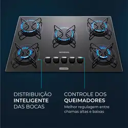 Cooktop a Gás 5 Bocas Mondial CTG-02 COOKTOP A GÁS-BIV-PRETO/PRATA