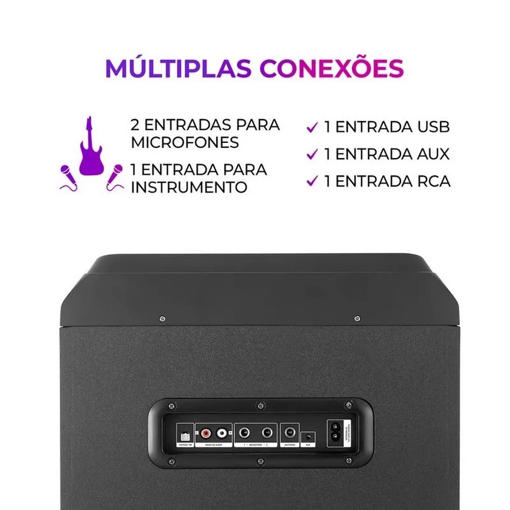 Caixa de Som Amplificada Torre Aiwa T1W-01 1500W Preto Bivolt