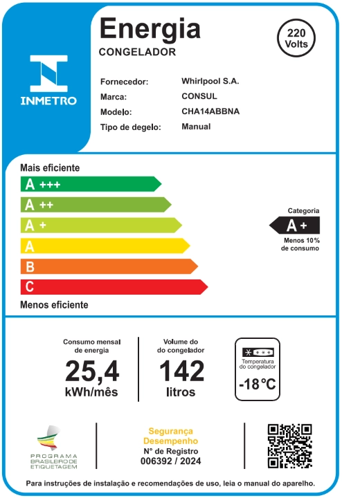 Freezer Horizontal Consul 142L - CHA14AB 220v