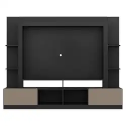 Rack Estante com Painel TV 65" e 2 portas Oslo Multimóveis Preto/Lacca Fumê